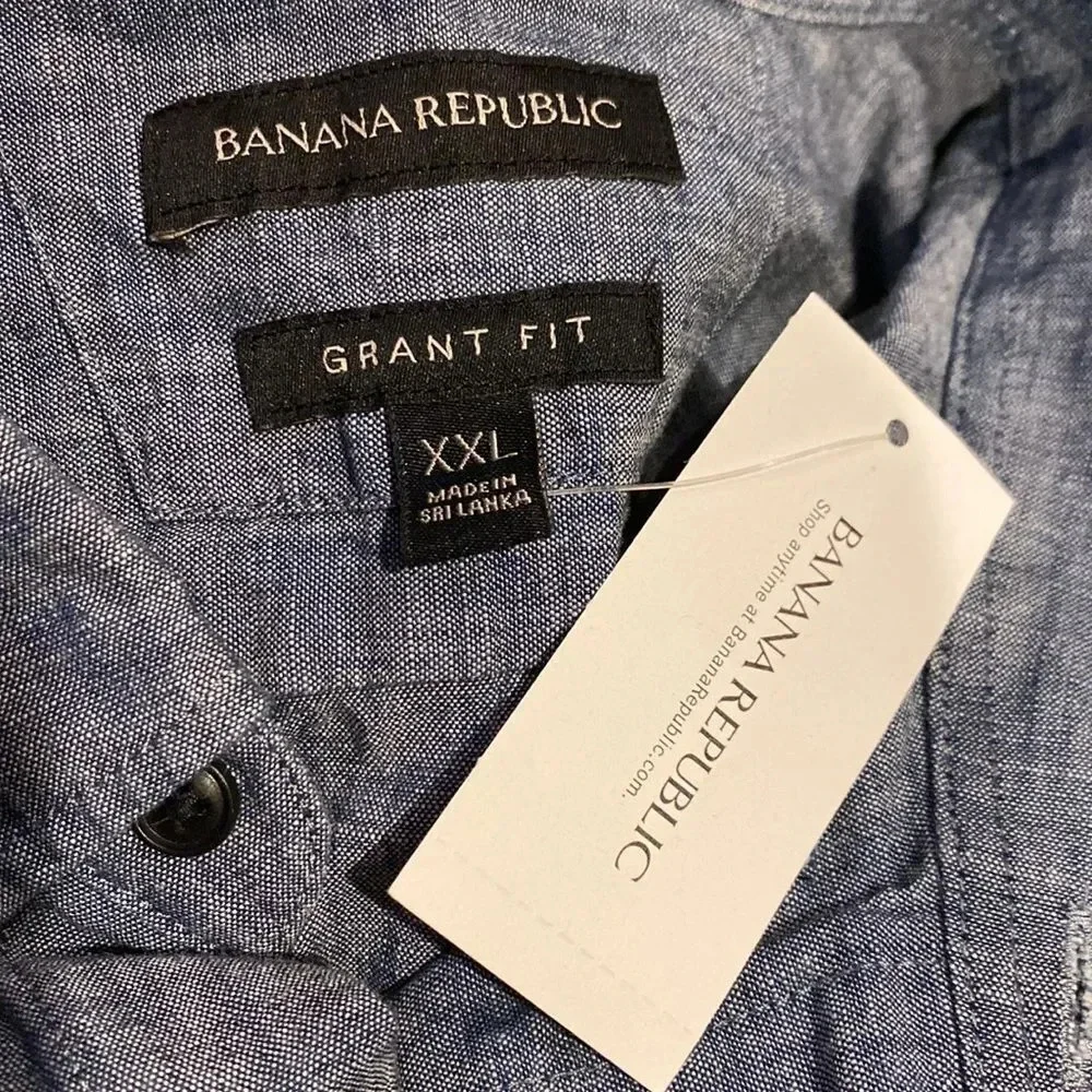 NWT Banana Republic XXL Grant Fit Button Down Dress Shirt Long Sleeve Pocket
